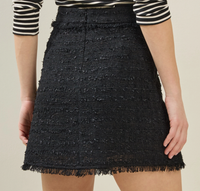 Frayed Hem Tweed Skirt