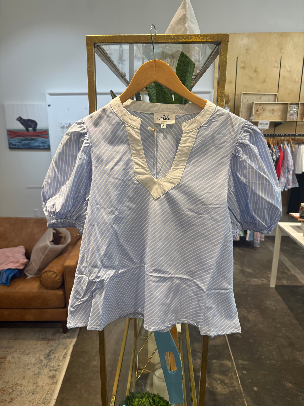 Able Bias Stripe Puff Sleeve