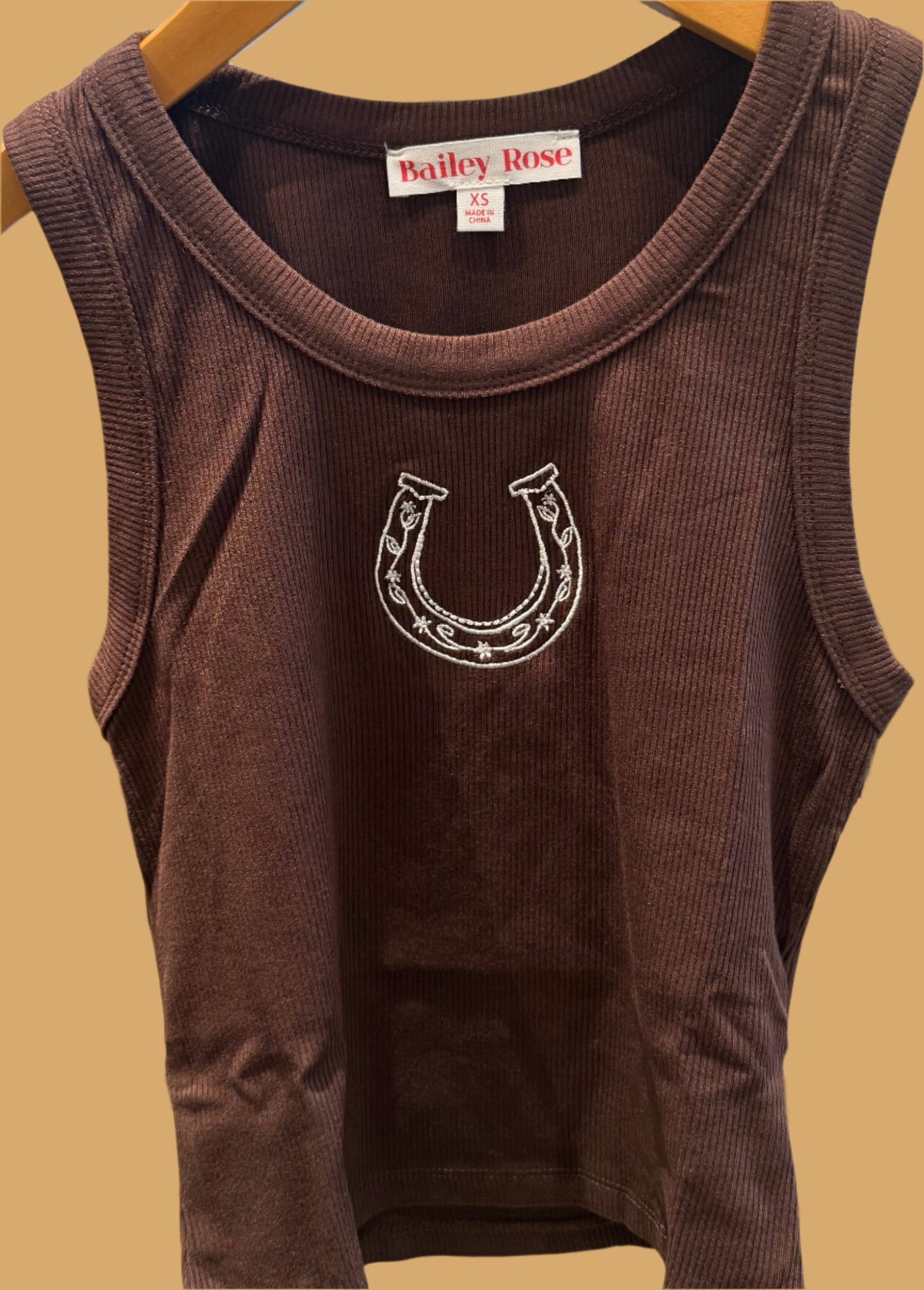 Bailey Rose Horsesoe Tank Top in Borwn