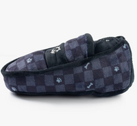 Black Checker Chewy Vuiton Loafer Squeaker Dog Toy
