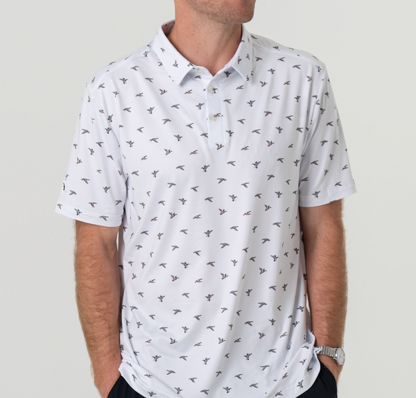 Burlebo polo golf shirt white with with duck print