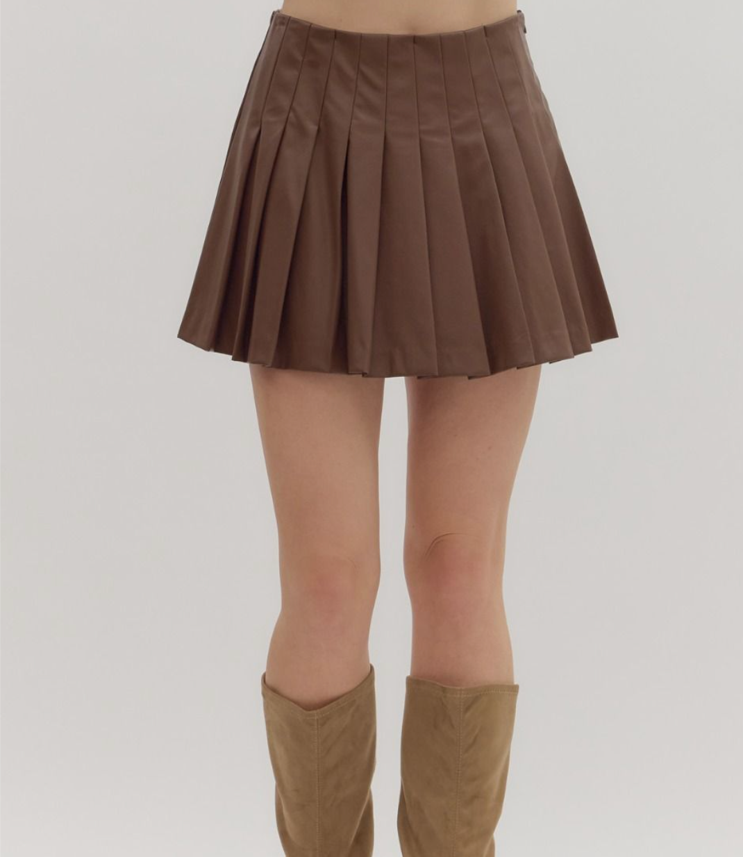 Faux Leather Pleated Skirt