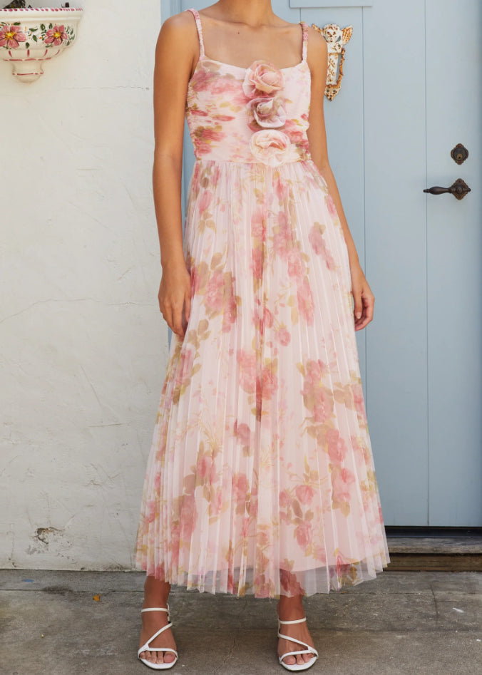 Lucy Paris Pleated Flower Dress