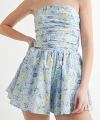 Mable Strapless Open Back Romper
