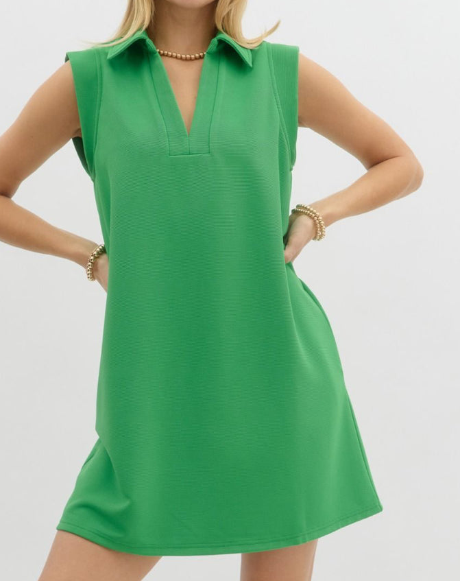 Entro Green Collared Dress