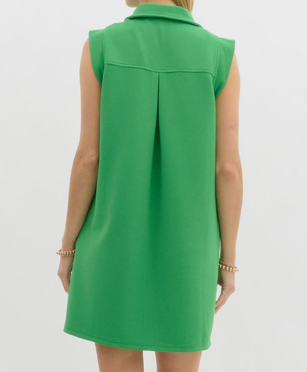 Entro Green Collared Dress