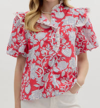 Entro Red Paisley Top