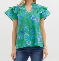 Entro Green Floral Top