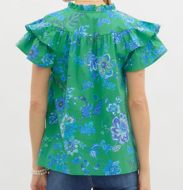 Entro Green Floral Top