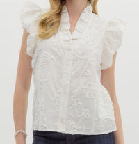 Entro Off White Flower Top