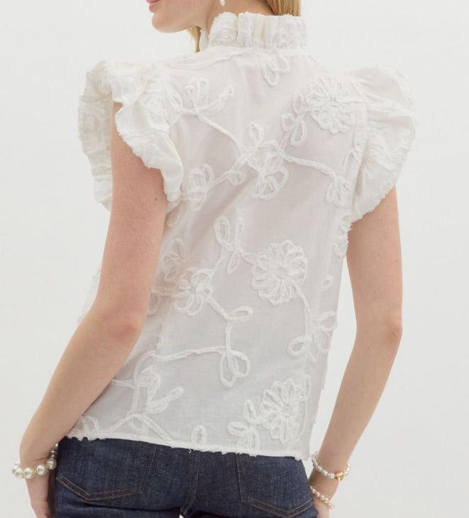 Entro Off White Flower Top