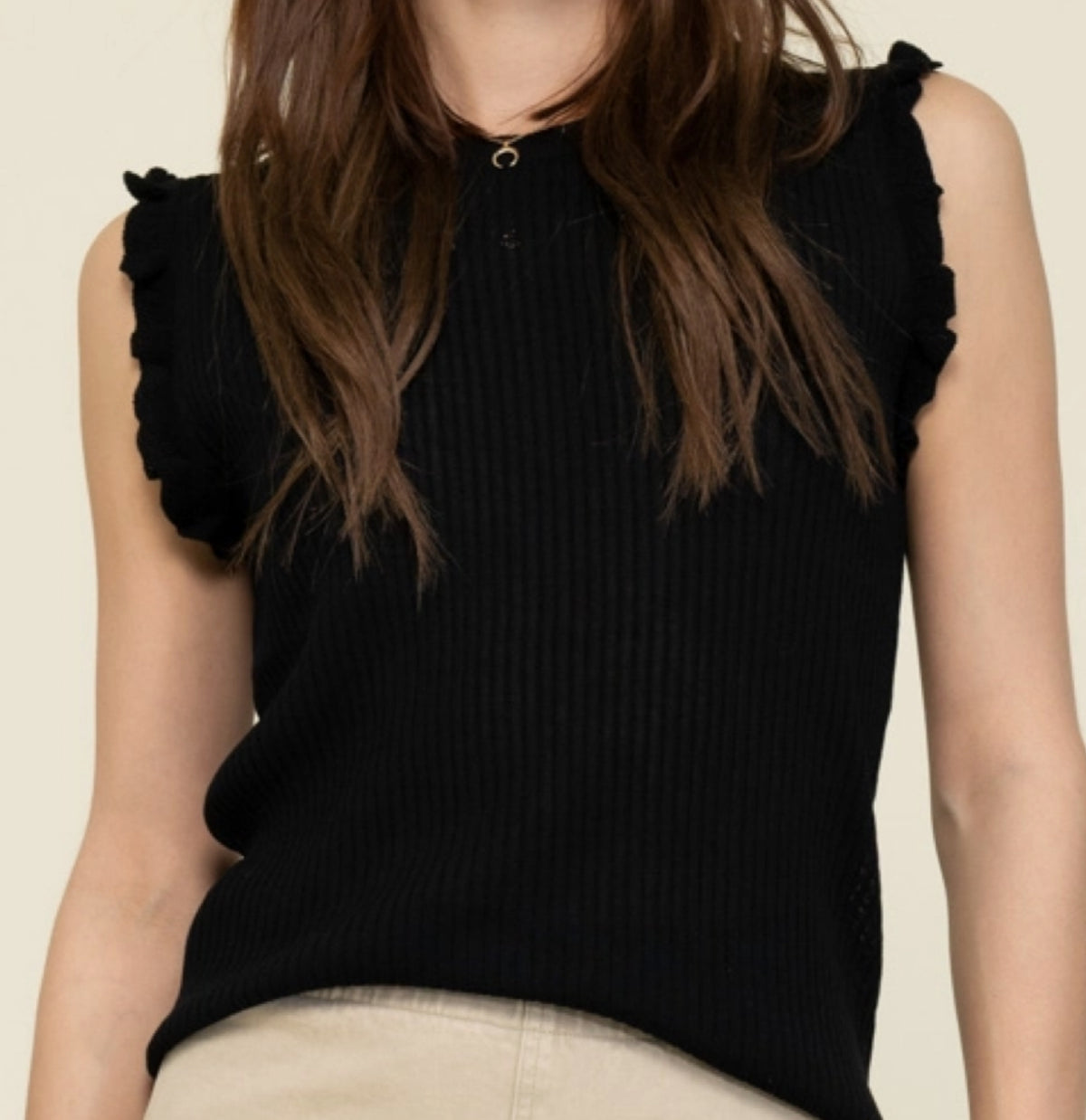 Ruffle Detail Sweater Tank