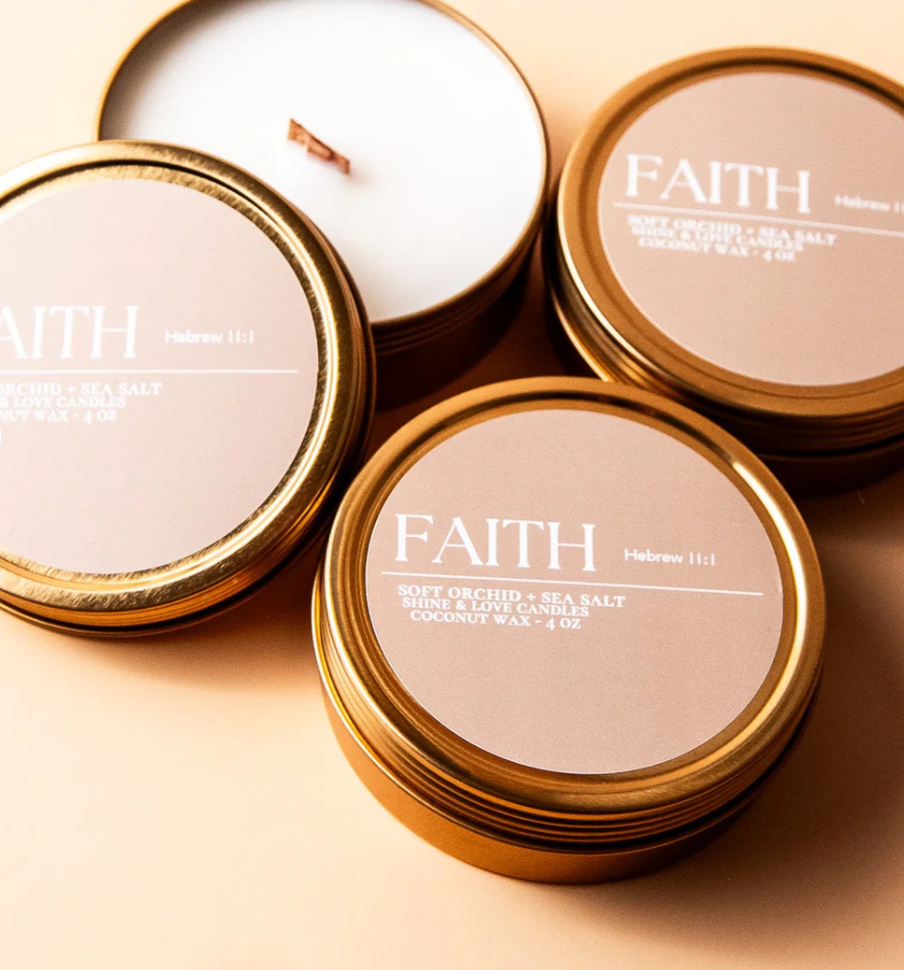 Faith Orchid Orange Travel Tin Candle