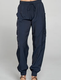 Navy Silky Cargo Pant