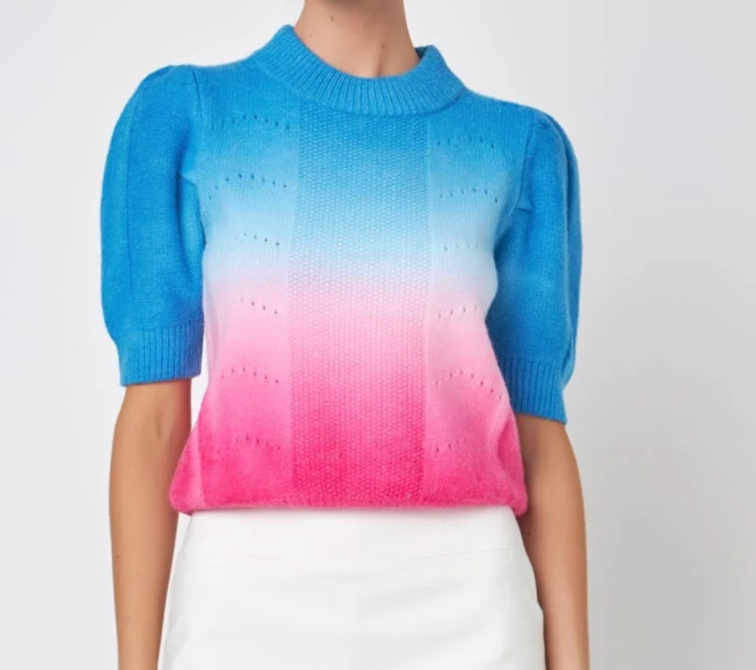 Ombre Sweater Top- Blue/Pink
