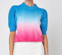 Ombre Sweater Top- Blue/Pink