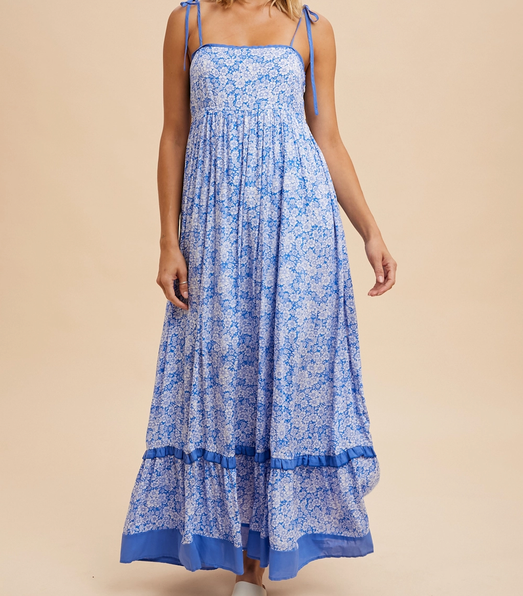 Floral Contrast Maxi Dress