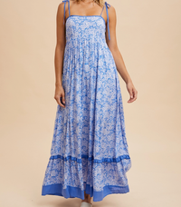 Floral Contrast Maxi Dress