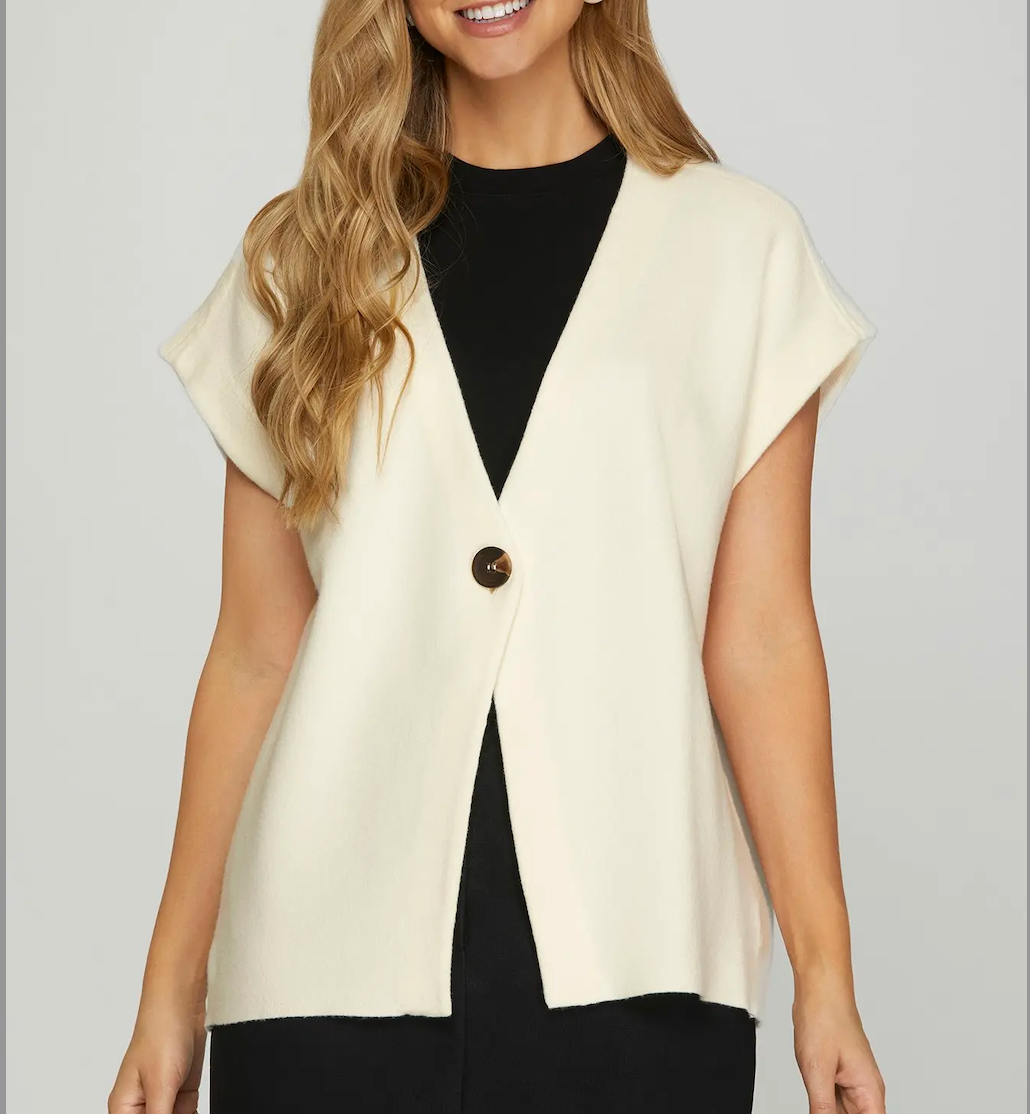 Single Button Sweater Vest
