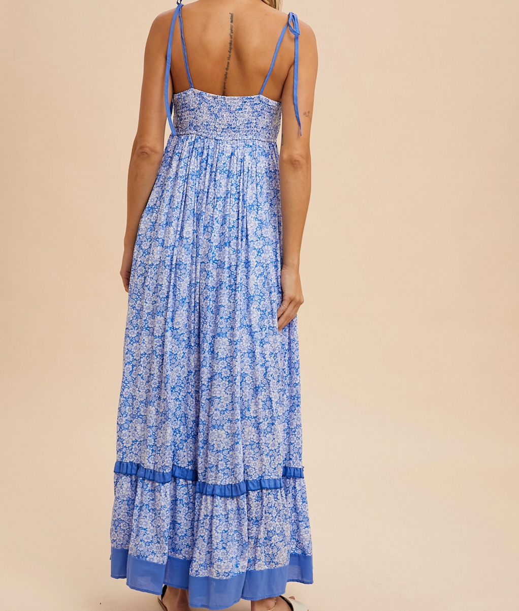 Floral Contrast Maxi Dress