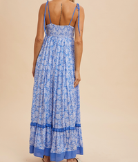 Floral Contrast Maxi Dress