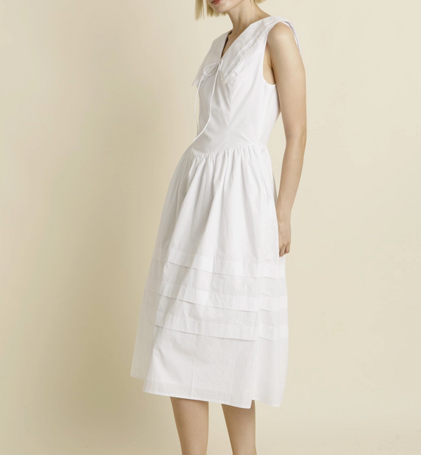 Aureum Sailor Collar Midi Dress - White