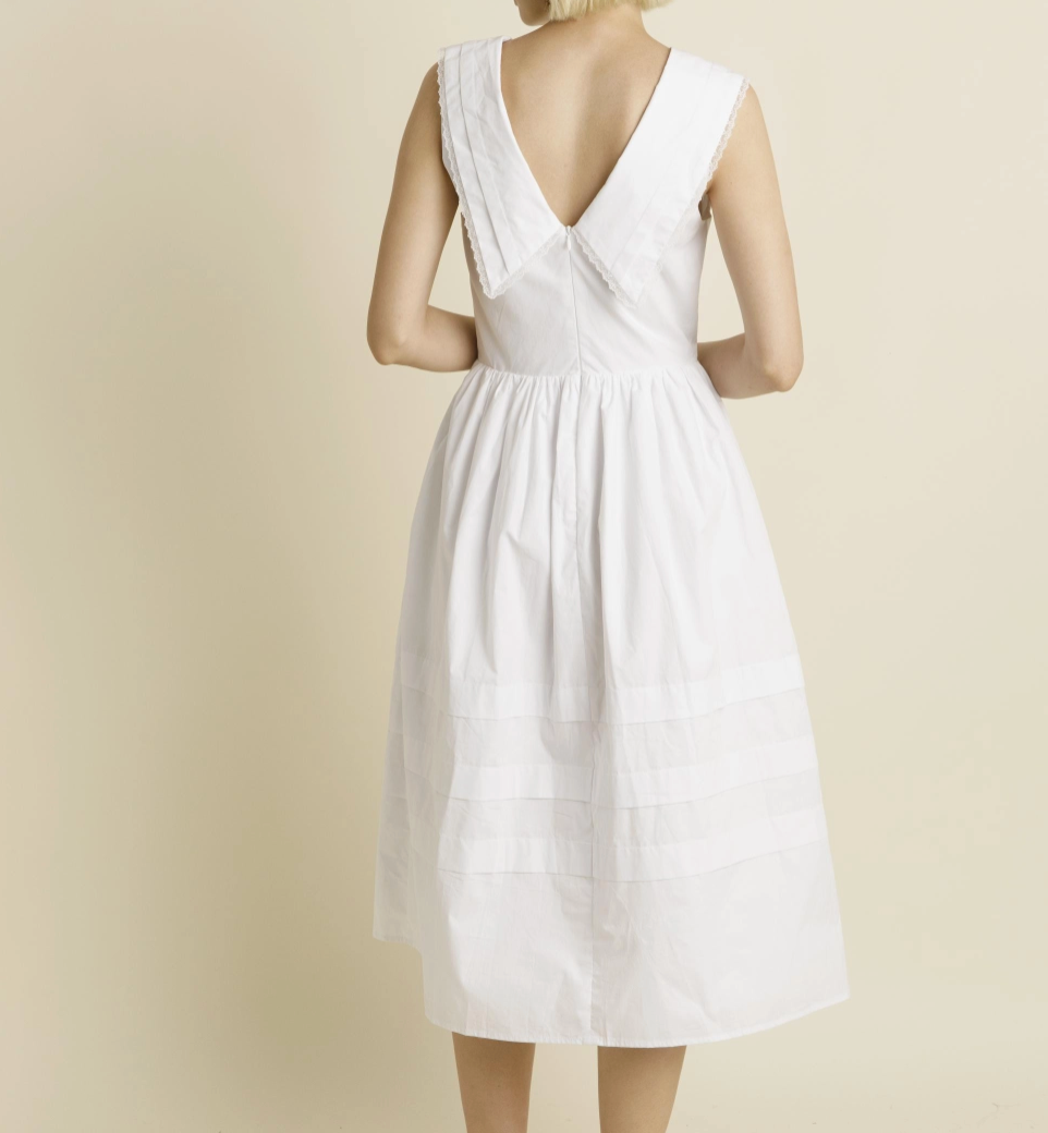 Aureum Sailor Collar Midi Dress - White