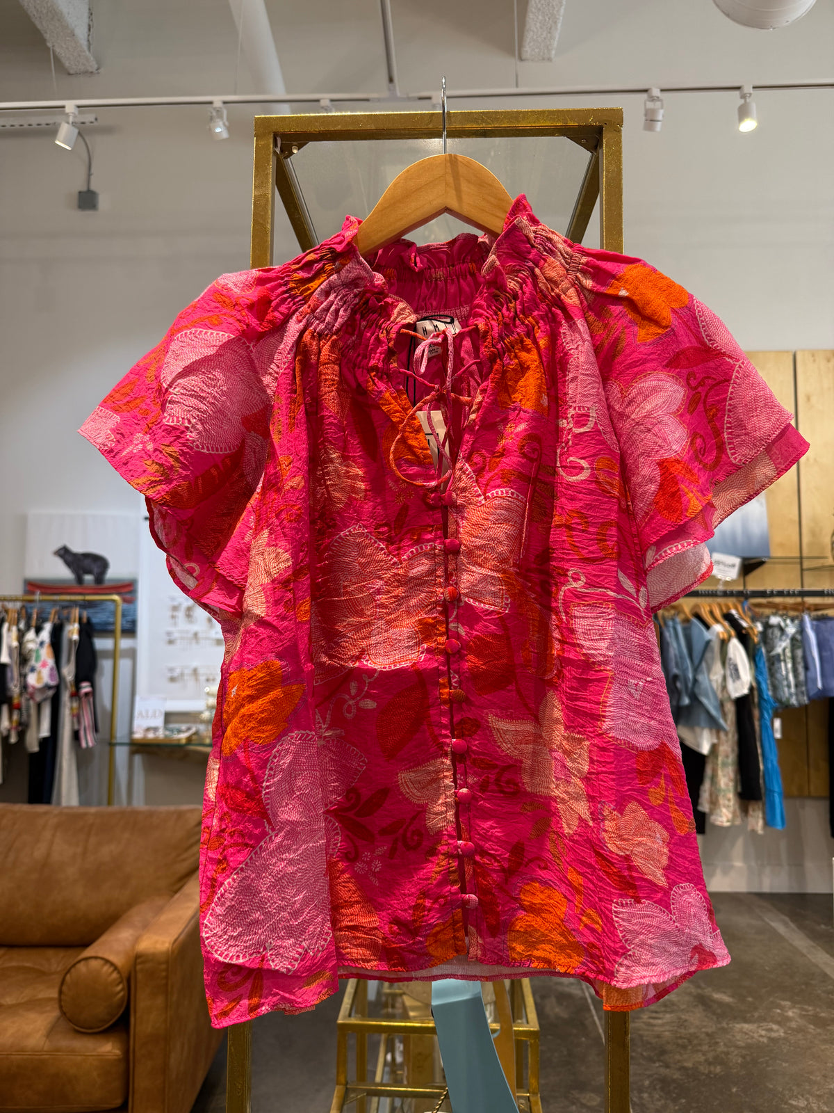 THML Flutter Sleeve Floral Top