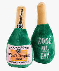 Woof Clicquot Rose' Champagne Bottle Squeaker Dog Toy Large