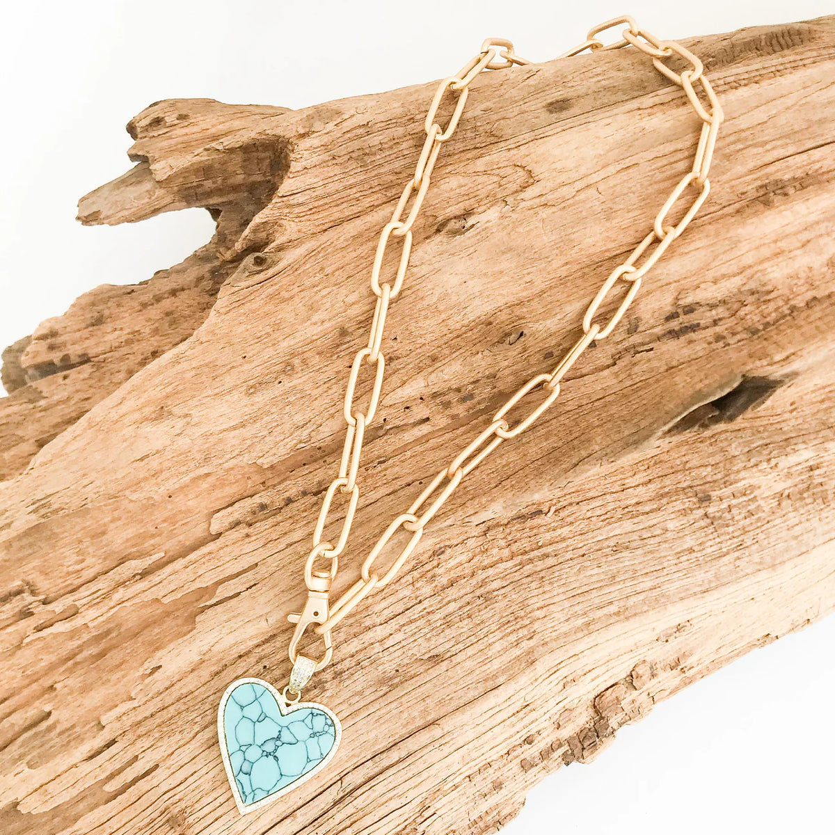 Mother Of Pearl Abalone CZ Trim Heart Necklace - 18 inch