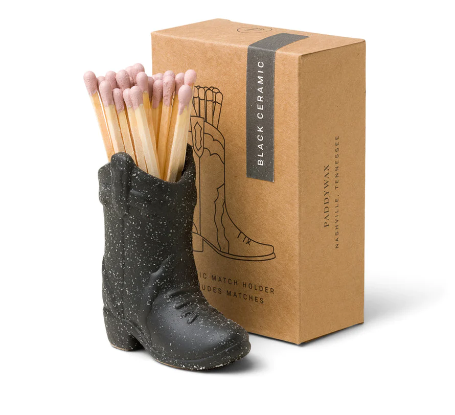 Paddywax Cowboy Boot Match Holder - Black