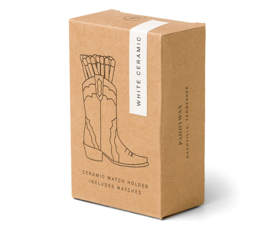 Paddywax Cowboy Boot Match Holder - White