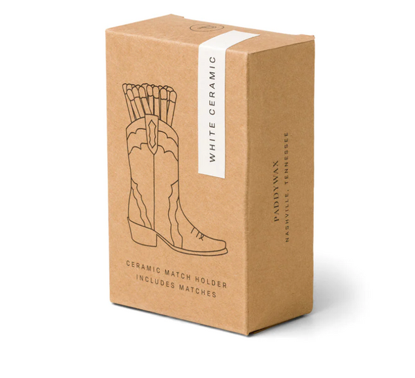 Paddywax Cowboy Boot Match Holder - White