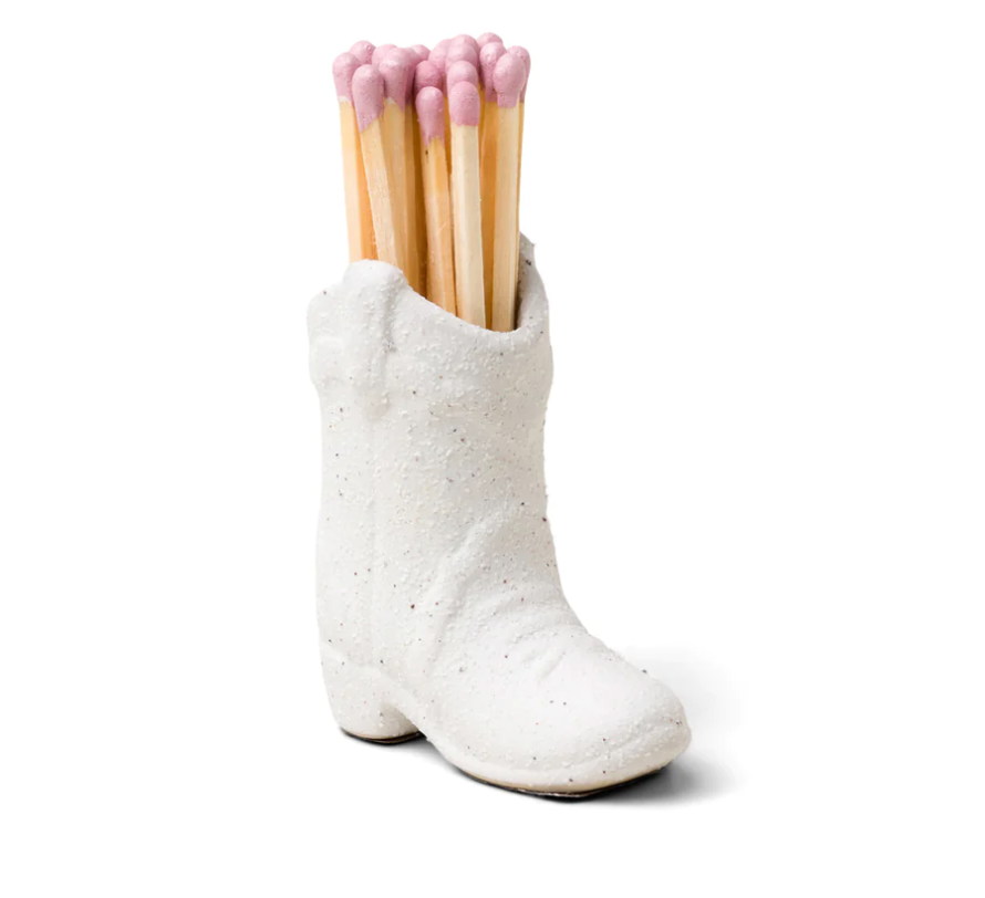 Paddywax Cowboy Boot Match Holder - White