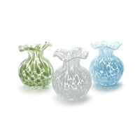 Ruffled Edge Glass Vase – White, Blue & Green