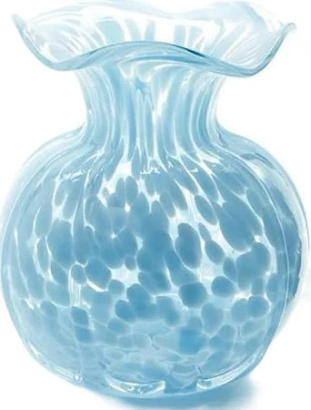 Ruffled Edge Glass Vase – White, Blue & Green