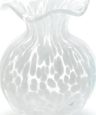 Ruffled Edge Glass Vase – White, Blue & Green