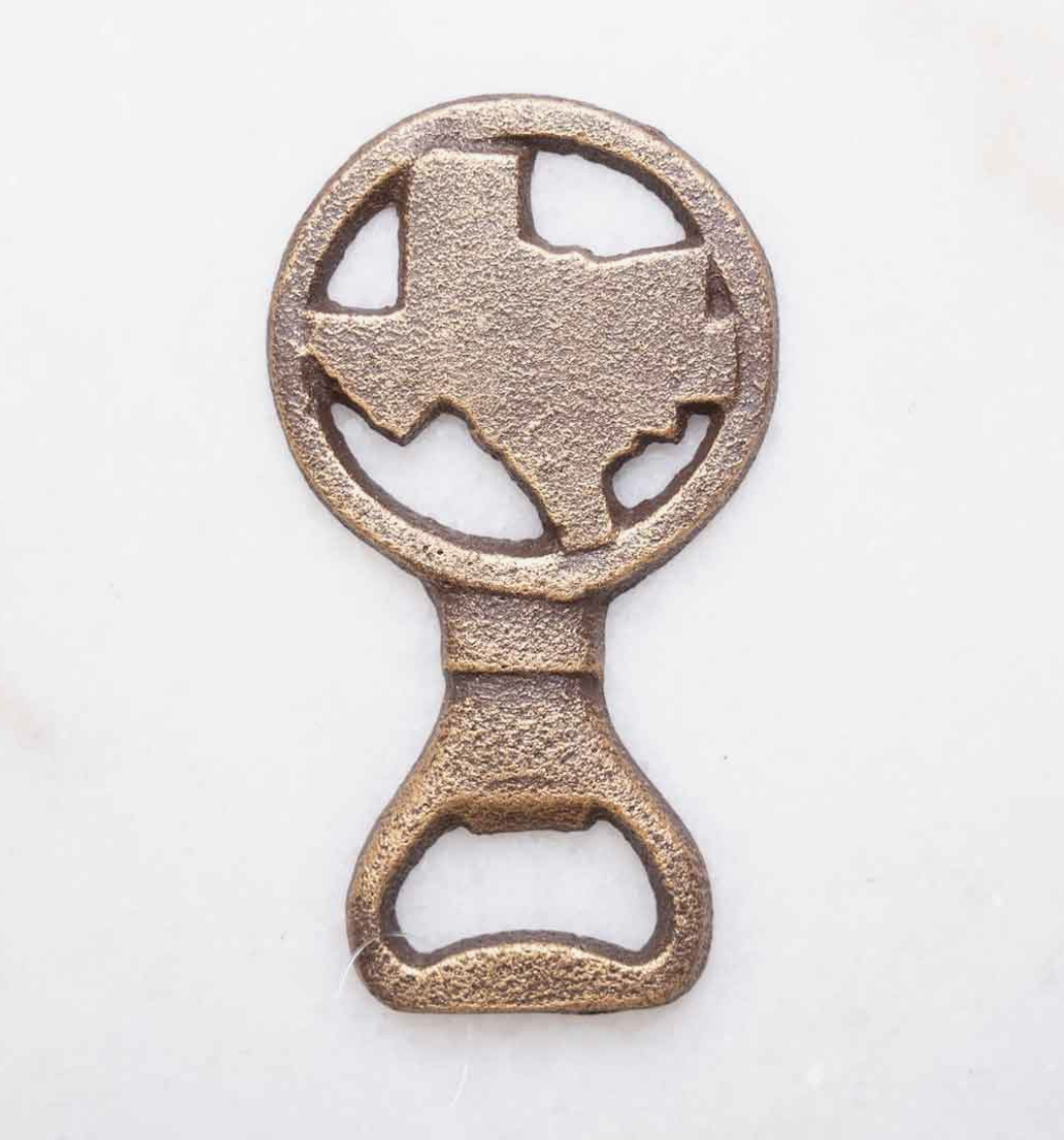Texas Bottle Opener Antique Gold 2.5x4.5