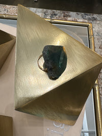 ALD dark green triangle stone q gold filled ring