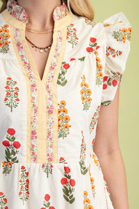 Floral Ruffle Sleeve Mini Dress