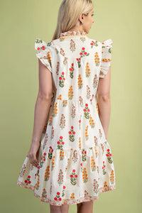 Floral Ruffle Sleeve Mini Dress