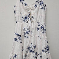 Spring Printed Eyelet Cut Out Mini Dress
