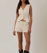 Sleeveless V Neck Contrast Stitch Detail Vest
