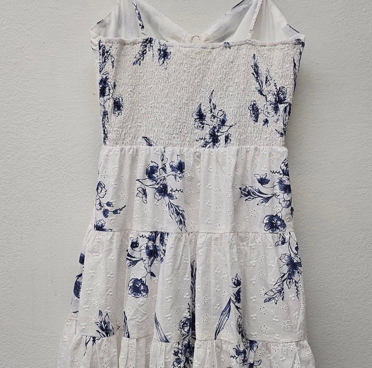 Spring Printed Eyelet Cut Out Mini Dress