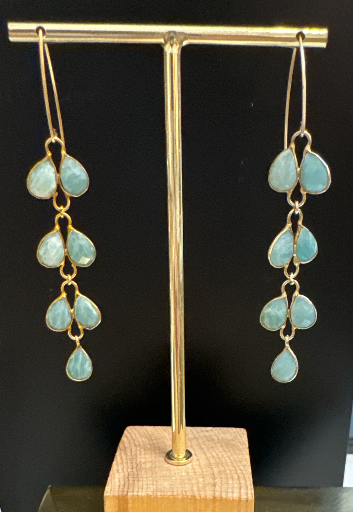 ALD blue chalcedony waterfall drop earrings