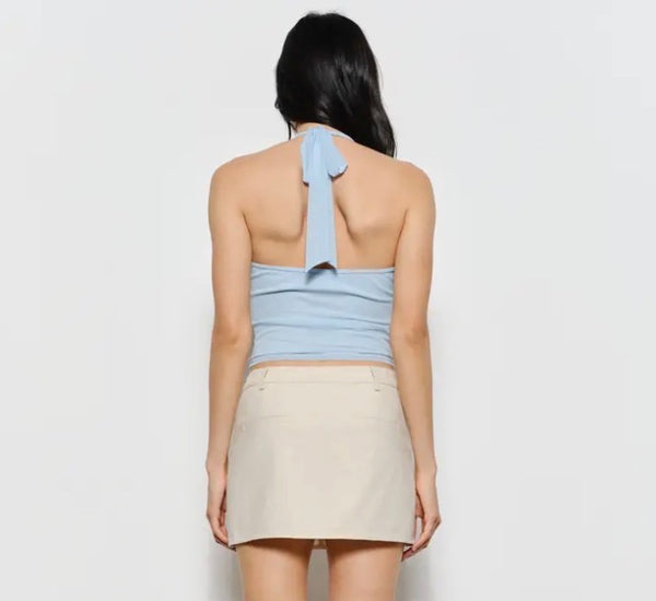 Juliana Ruffle Mesh Halter Neck Top