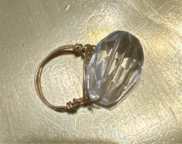 ALD faceted clear crystal w gold filled ring