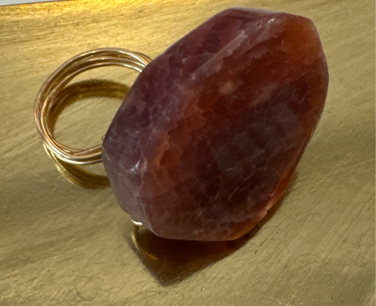 ALD Strawberry quartz w gold filled ring