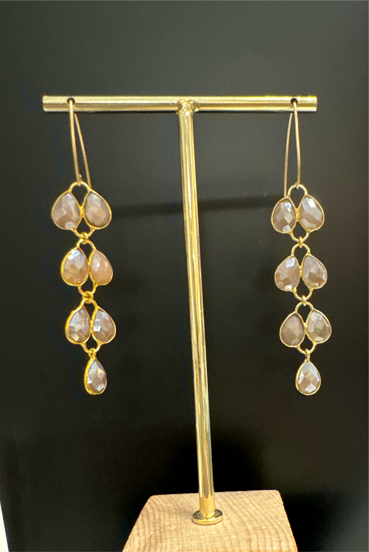 ALD (brownish) stone waterfall drop earrings