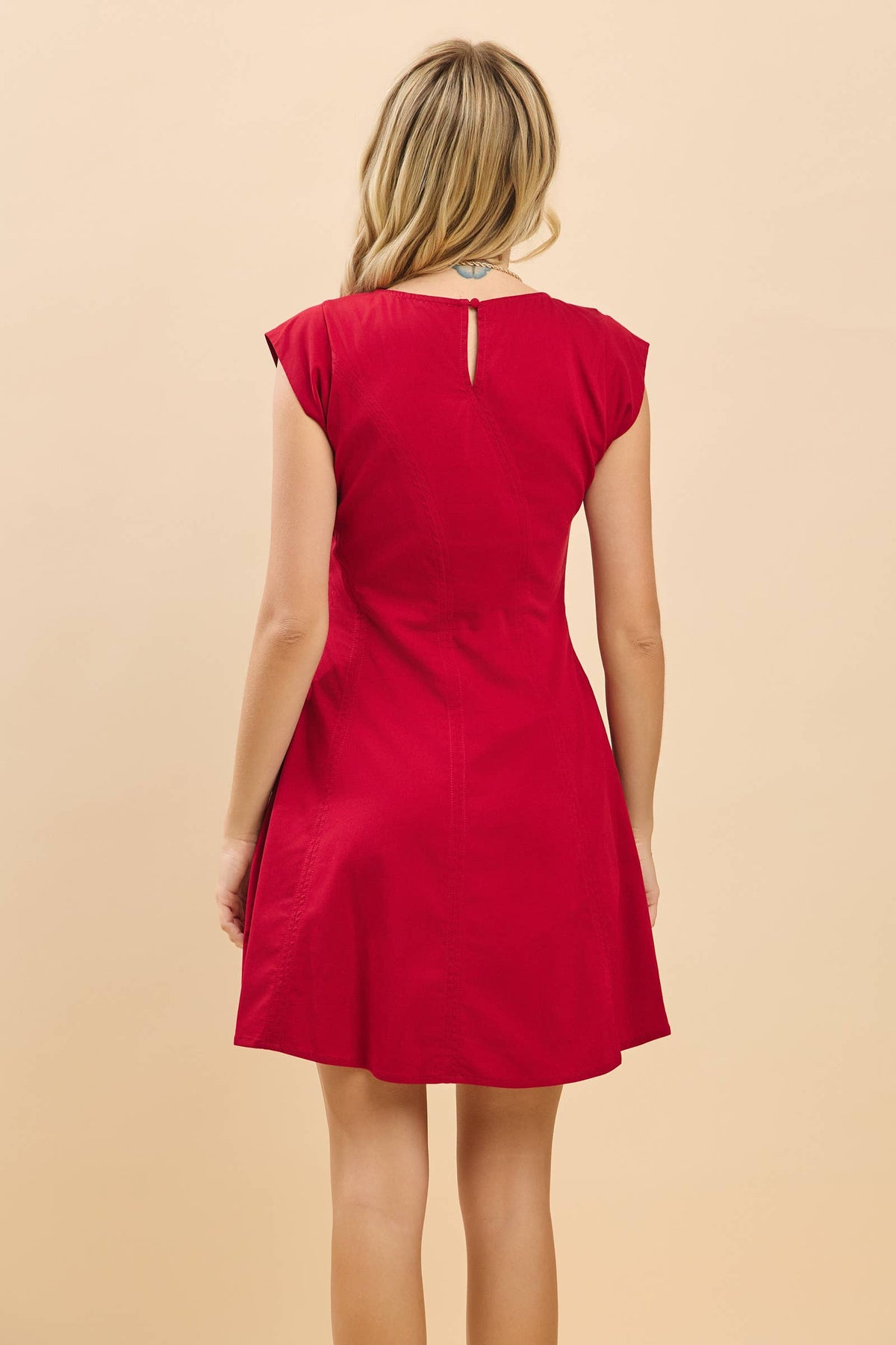 Gameday Boat Round Neckline Cap Sleeve Mini Dress